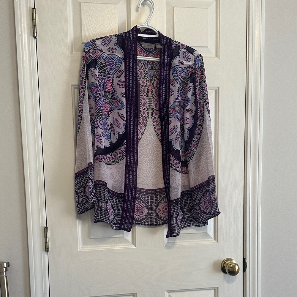 Chico's Multicolor Patterned Cardigan